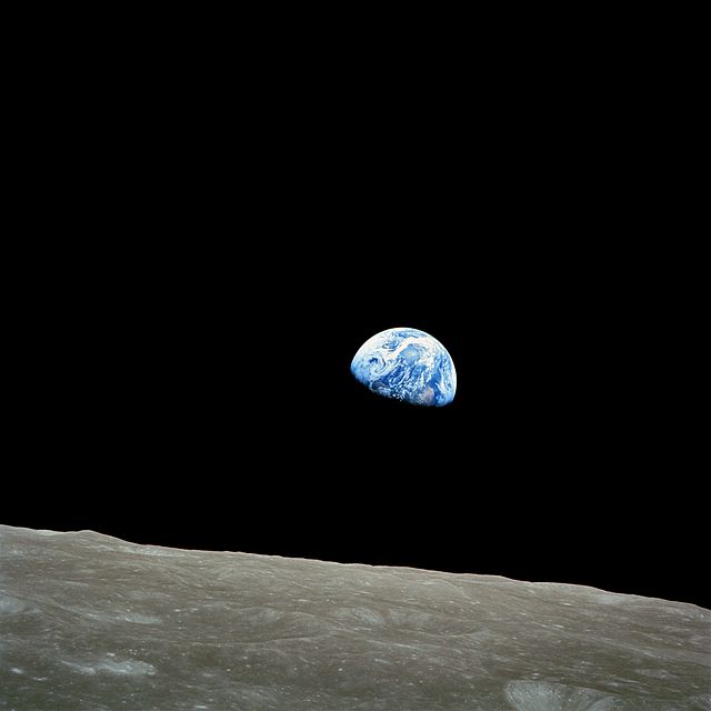 NASA image AS8-14-2383, taken by astronaut William Anders 1968 during the Apollo 8 mission, the first manned voyage to orbit the Moon
